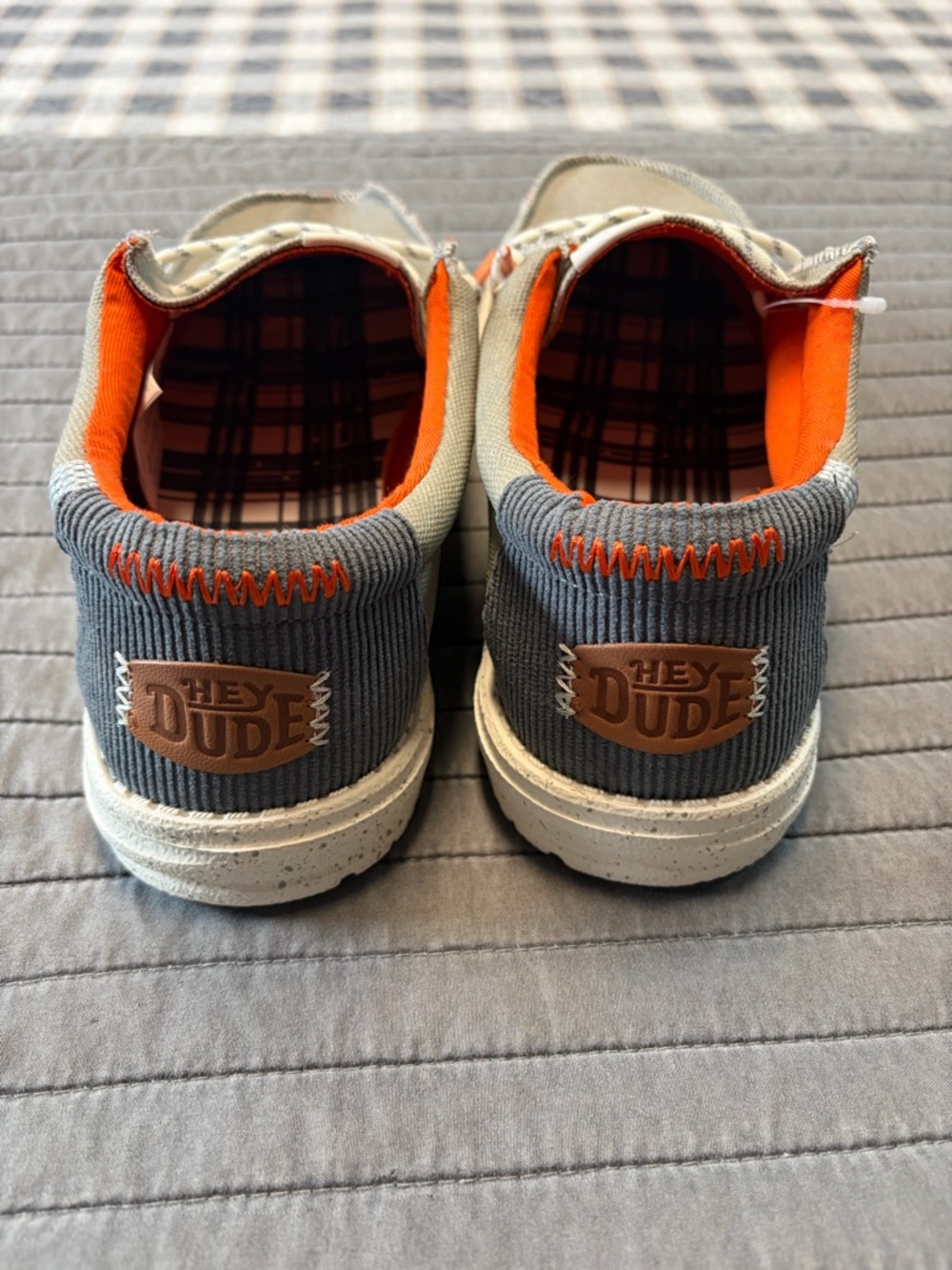Hey Dude Men's Casual Canvas Slip-Ons in Gray with Orange Lining - Picture 3 of 5